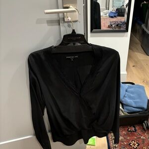 Generation love black silk high/low blouse